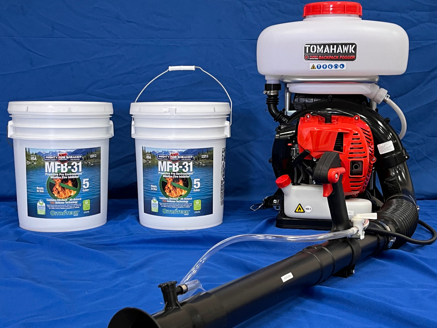 Back Pack Atomizing Sprayers + 2 5-Gallon pails of MFB-31 Chemistry